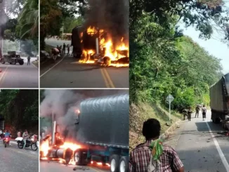 3 camiones incinerados en vías de Antioquia en 2 días