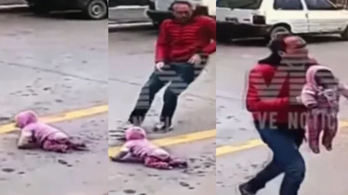 De milagro salvaron a niña que gateaba en plena calle