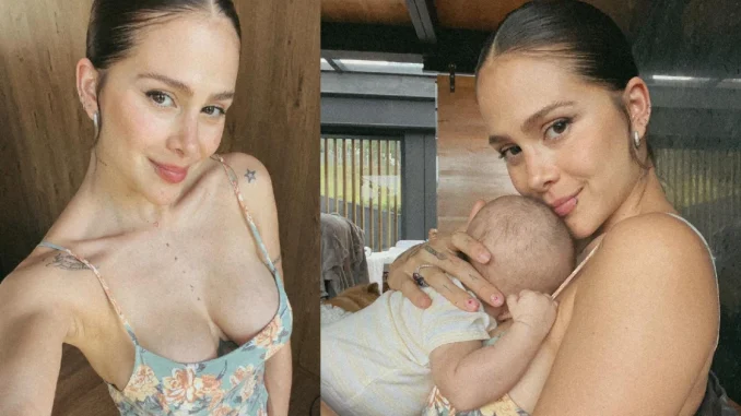 Las fotos de Greeicy presumiendo sus absorbentes de lactancia