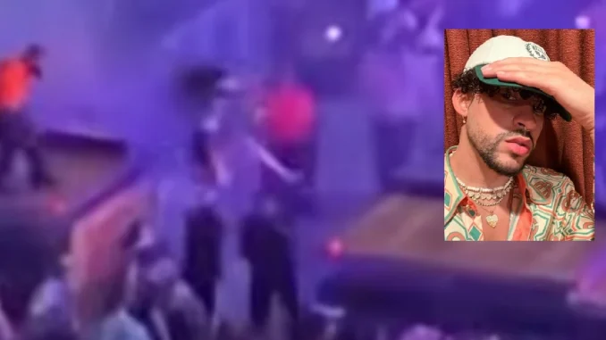 La caída de una fan que trató de subirse a la tarima de Bad Bunny
