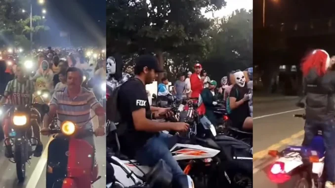 Caravana de Halloween causó caos en Medellín