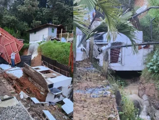 La casa terminó en la quebrada.