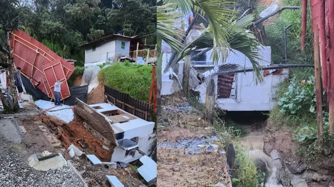 La casa terminó en la quebrada.