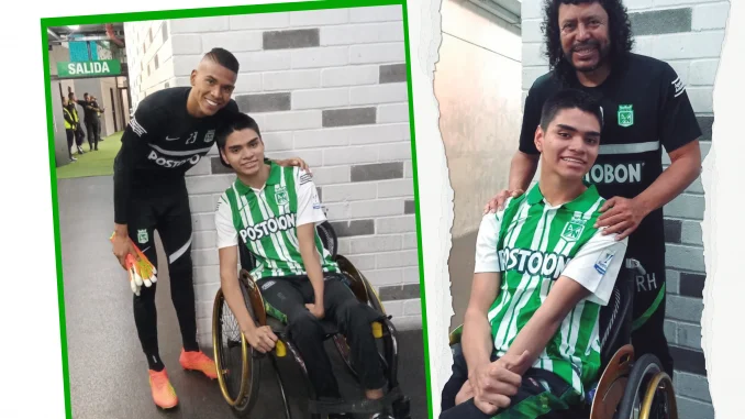 Jacobo en el estadio junto a miembros de Nacional.