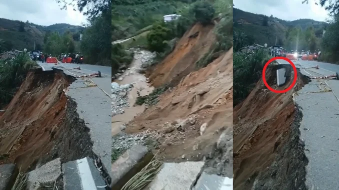 La vía Marinilla - El Peñol funciona en un solo carril.