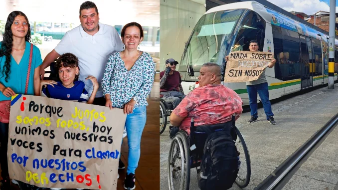 Personas con discapacidad salieron a protestar en Medellín