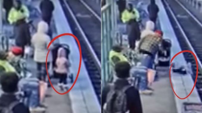 Niña lanzada a las vías del tren