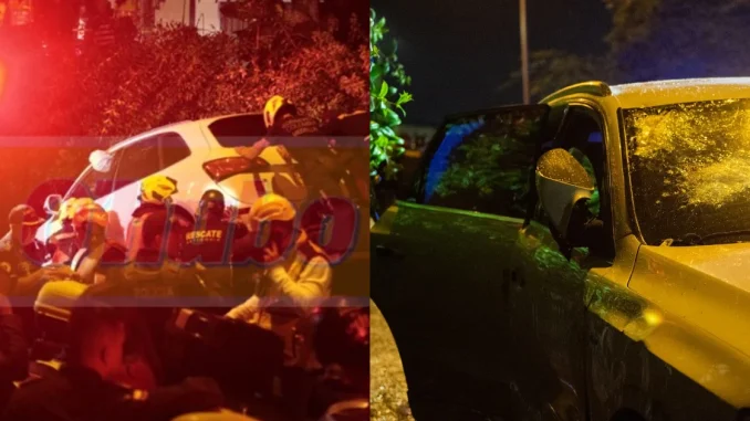 Vidrios agrietados, Audi sumergido en el deprimido, Conquistadores, lluvias, invierno, Q’Hubo Medellín