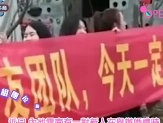El grupo, de cerca de 10 mujeres, llegó hasta el lugar donde estaban celebrando el matrimonio en una ciudad china, para protestar contra el novio.