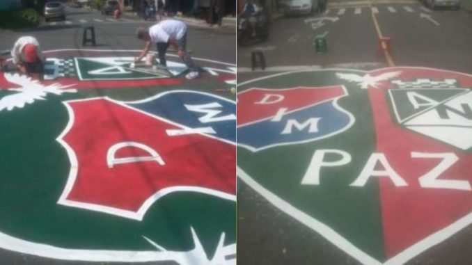 Mural para promover la paz de hinchas de Nacional y Medellín