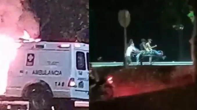 Quemaron ambulancias en el Bajo Cauca y jugaron con la camilla