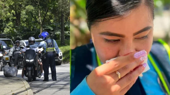 Agente de tránsito de Medellín fue agredida por motociclista que multó.