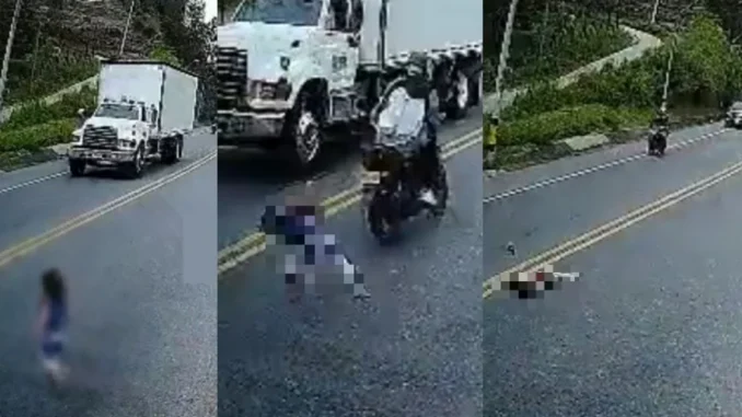 Niña se salvó de milagro al ser arrollada por 2 motos en el Oriente antioqueño