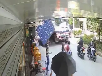 En el accidente por el contenedor en Sabaneta no se presentaron personas heridas.
