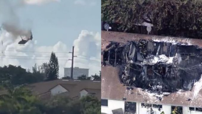 Helicóptero se incendia en el aire