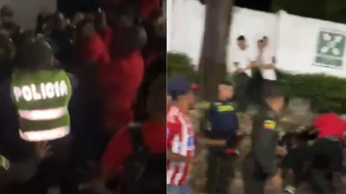 Pelea jugadores América con Policiía