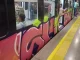 El grafiti fue pintado entre las estaciones Tricentenario y Caribe en la noche del sábado 2 de septiembre.