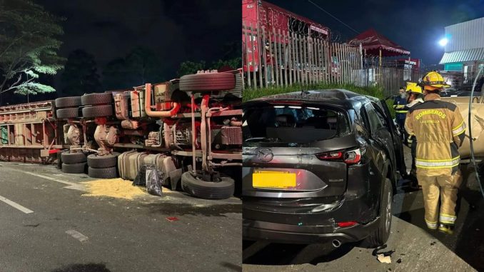 Tractomula se volcó en Sabaneta